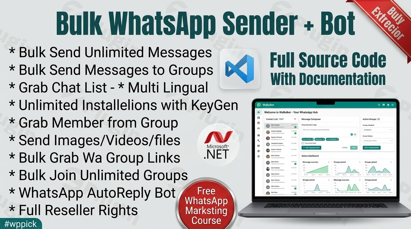 wabulker bulk whatsapp sender group sender whatsapp autobot feature - Download WordPress Themes in One Place​