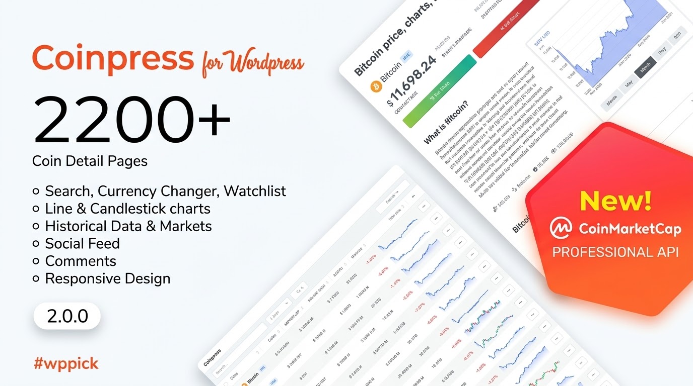 Coinpress – Cryptocurrency Pages For WordPress coinpress cryptocurrency pages for wordpress feature - Coinpress - Cryptocurrency Pages For Wordpress