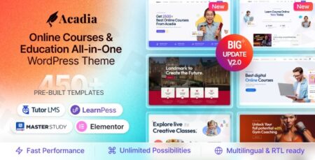 acadia education wordpress theme for university online course plugin - Acadia - Education Wordpress Theme For University & Online Course