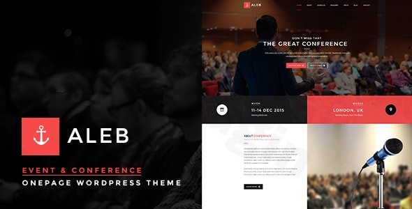 aleb event conference onepage wordpress theme plugin - Download WordPress Themes in One Place​