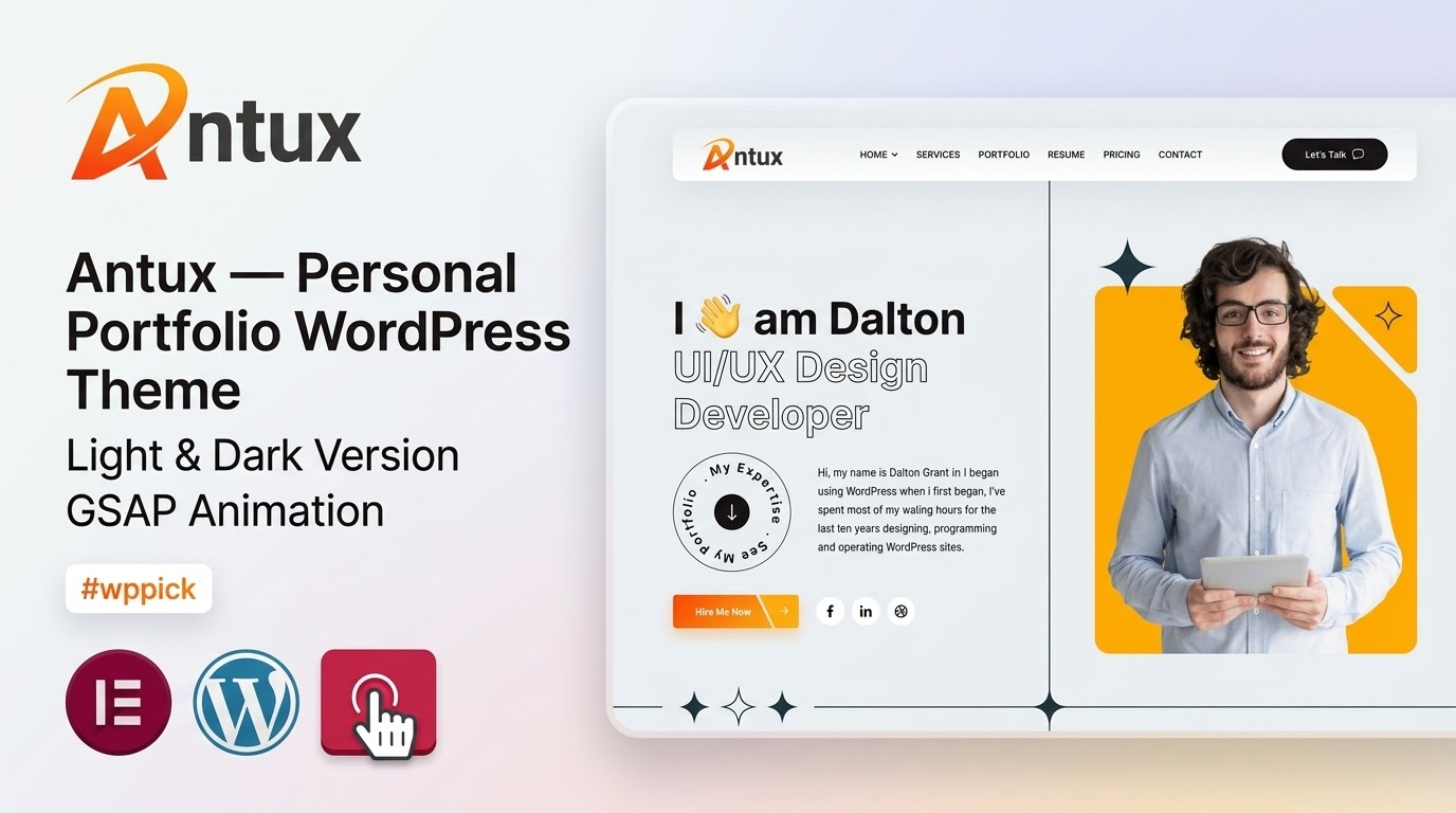Antux – Personal Portfolio WordPress Theme antux personal portfolio wordpress theme feature - Antux - Personal Portfolio Wordpress Theme