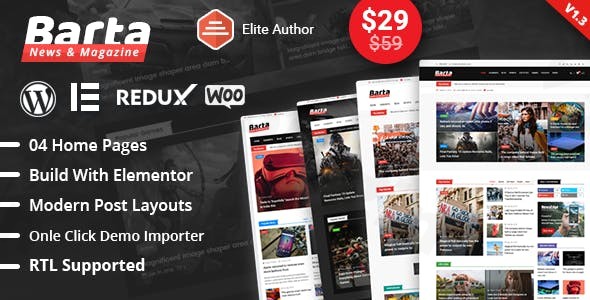barta news magazine wordpress theme plugin - Download WordPress Themes in One Place​