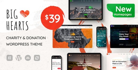 bighearts charity donation wordpress theme plugin - Download WordPress Themes in One Place​