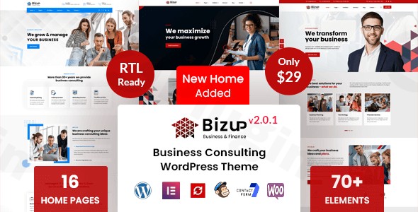 bizup business consulting wordpress theme plugin - Download WordPress Themes in One Place​