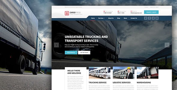 cargopress wordpress theme for logistics warehouse and transport websites plugin - Download WordPress Themes in One Place​