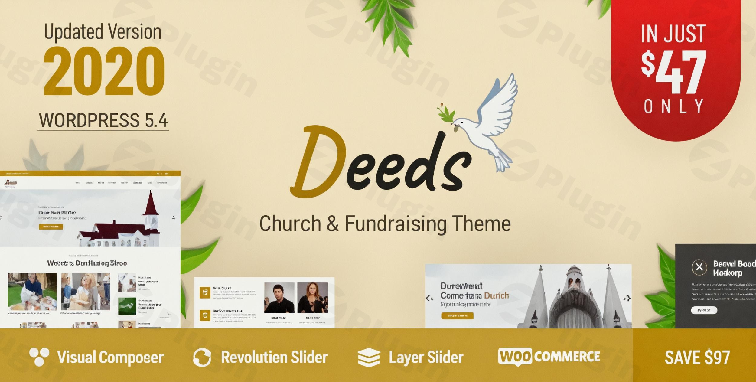 deeds best responsive nonprofit church wordpress theme plugin - Download WordPress Themes in One Place​
