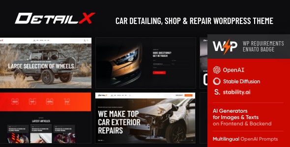 detailx car detailing shop repair theme plugin - Download WordPress Themes in One Place​