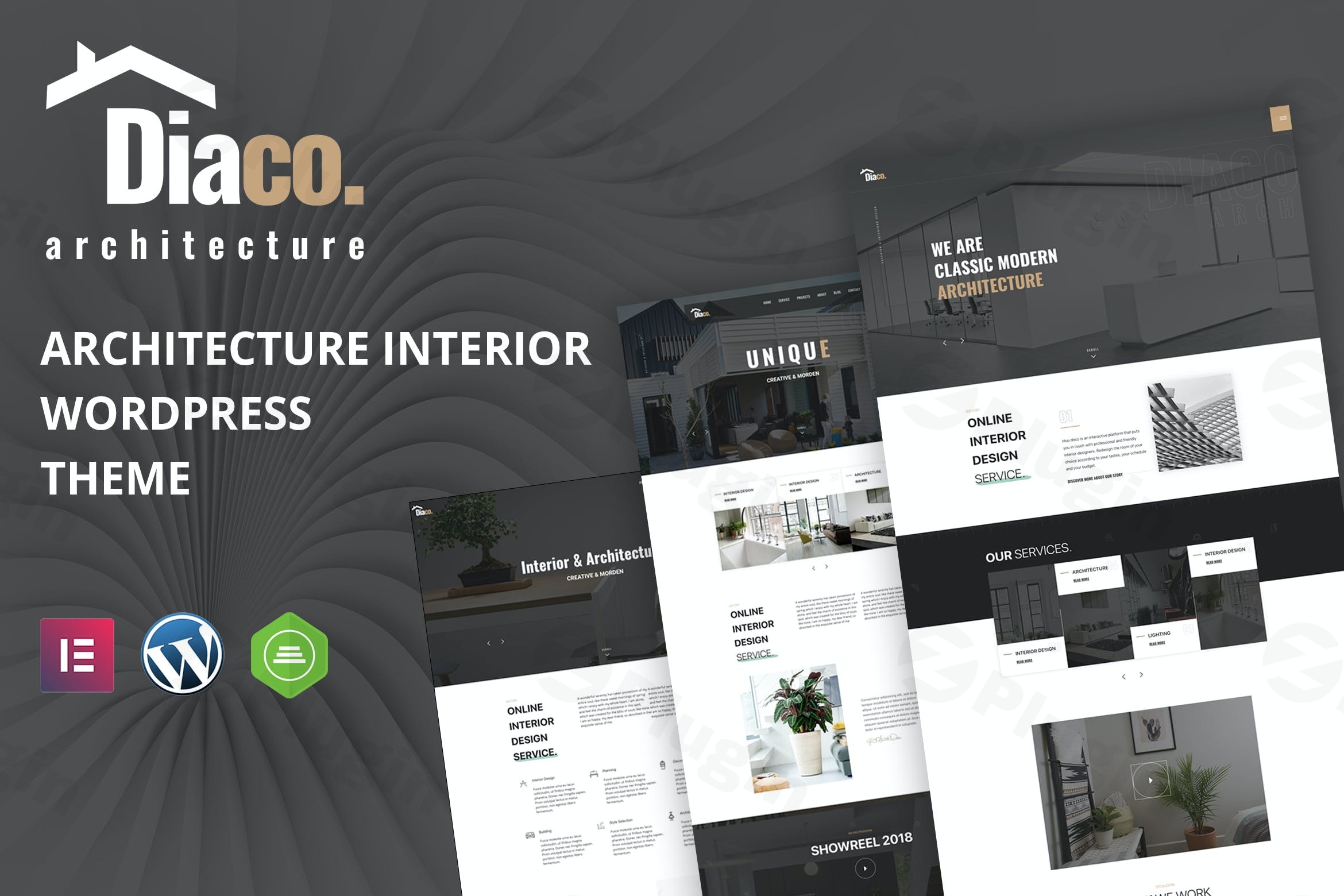diaco architecture interior design elementor wordpress theme plugin - Download WordPress Themes in One Place​