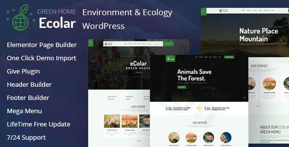 ecolar environment ecology wordpress theme plugin - Download WordPress Themes in One Place​