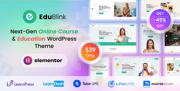 edublink education online course wordpress theme plugin - Download WordPress Themes in One Place​