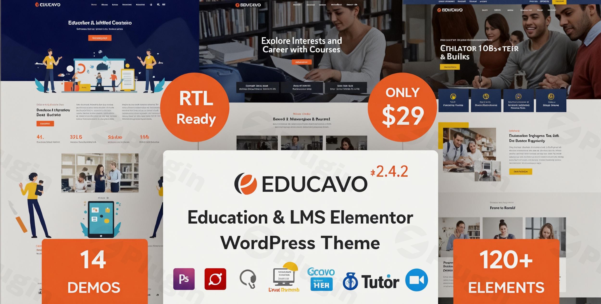 educavo online courses education wordpress theme plugin - Download WordPress Themes in One Place​