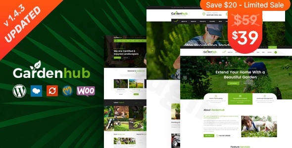 garden hub lawn landscaping wordpress theme plugin - Download WordPress Themes in One Place​