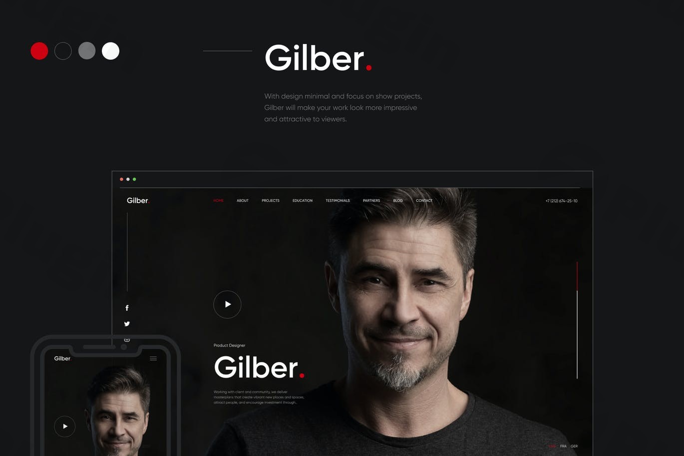gilber personal cv resume wordpress theme plugin - Download WordPress Themes in One Place​