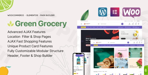 green grocery grocery store organic food wordpress theme plugin - Download WordPress Themes in One Place​