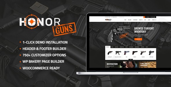 honor shooting club weapon store wp theme plugin - Download WordPress Themes in One Place​
