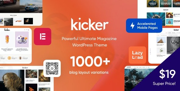 kicker multipurpose blog magazine wordpress theme gutenberg plugin - Download WordPress Themes in One Place​