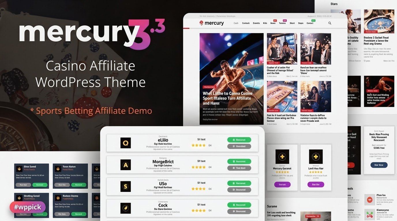 mercury gambling casino affiliate wordpress theme news reviews feature - Download WordPress Themes in One Place​