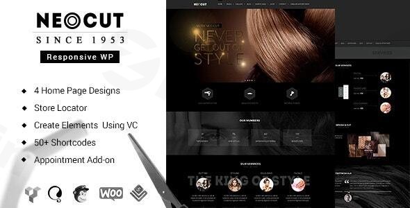 neo salon barber shop wordpress theme plugin - Download WordPress Themes in One Place​