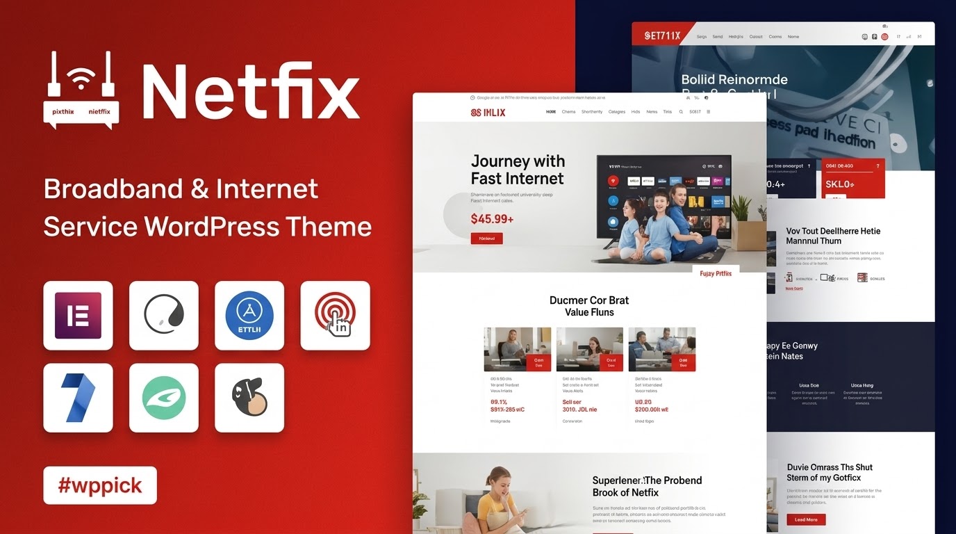 netfix broadband internet services wordpress theme rtl feature - Download WordPress Themes in One Place​