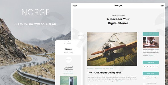 norge responsive blog wordpress theme plugin - Download WordPress Themes in One Place​