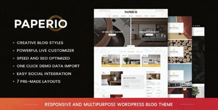 paperio responsive and multipurpose wordpress blog theme plugin - Paperio - Responsive And Multipurpose Wordpress Blog Theme