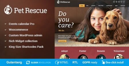 pet rescue animals and shelter charity wp theme plugin - Pet Rescue - Animals And Shelter Charity Wp Theme