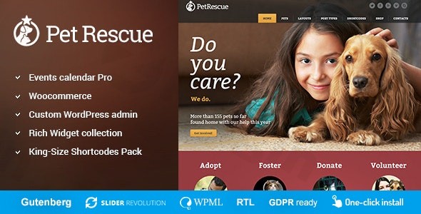 pet rescue animals and shelter charity wp theme plugin - Download WordPress Themes in One Place​