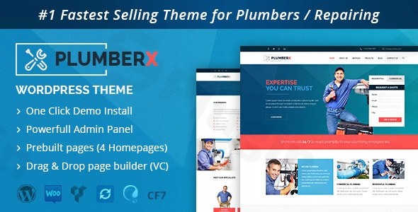 plumber construction and repairing wordpress theme plugin - Download WordPress Themes in One Place​