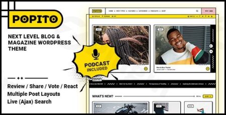 popito blog magazine wordpress theme plugin - Popito - Blog & Magazine Wordpress Theme