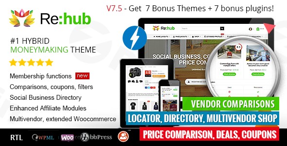 rehub price comparison affiliate marketing multi vendors store community themes plugin - Download WordPress Themes in One Place​