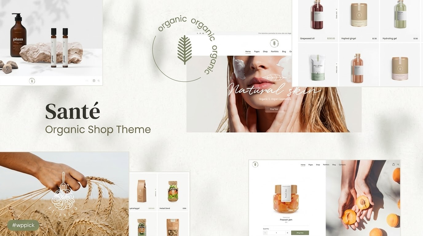 sante organic shop wordpress theme feature - Download WordPress Themes in One Place​