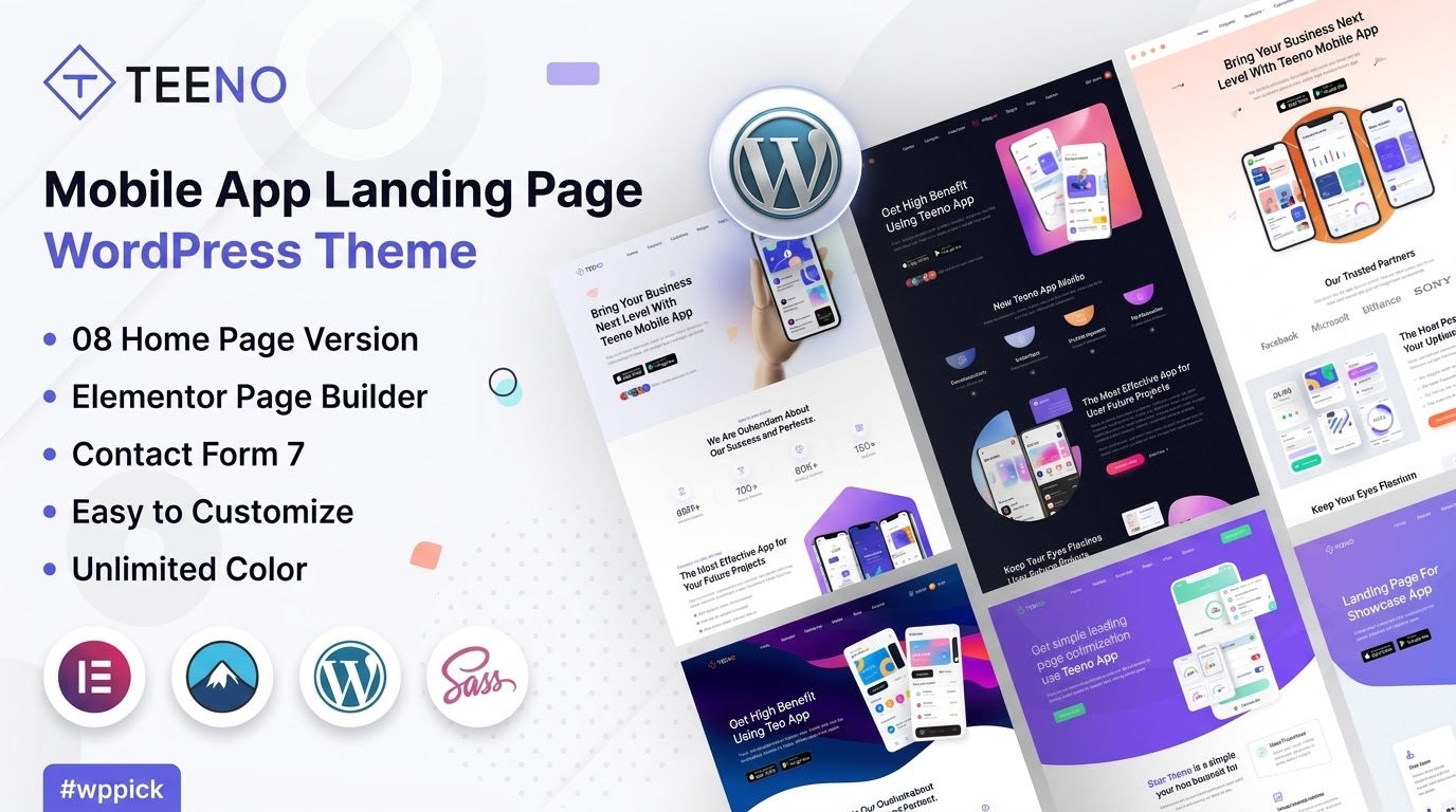 teeno app landing wordpress theme feature - Download WordPress Themes in One Place​