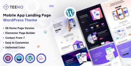 teeno app landing wordpress theme plugin - Teeno - App Landing Wordpress Theme