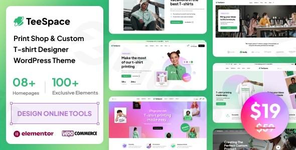 teespace print custom t shirt designer wordpress theme plugin - Download WordPress Themes in One Place​