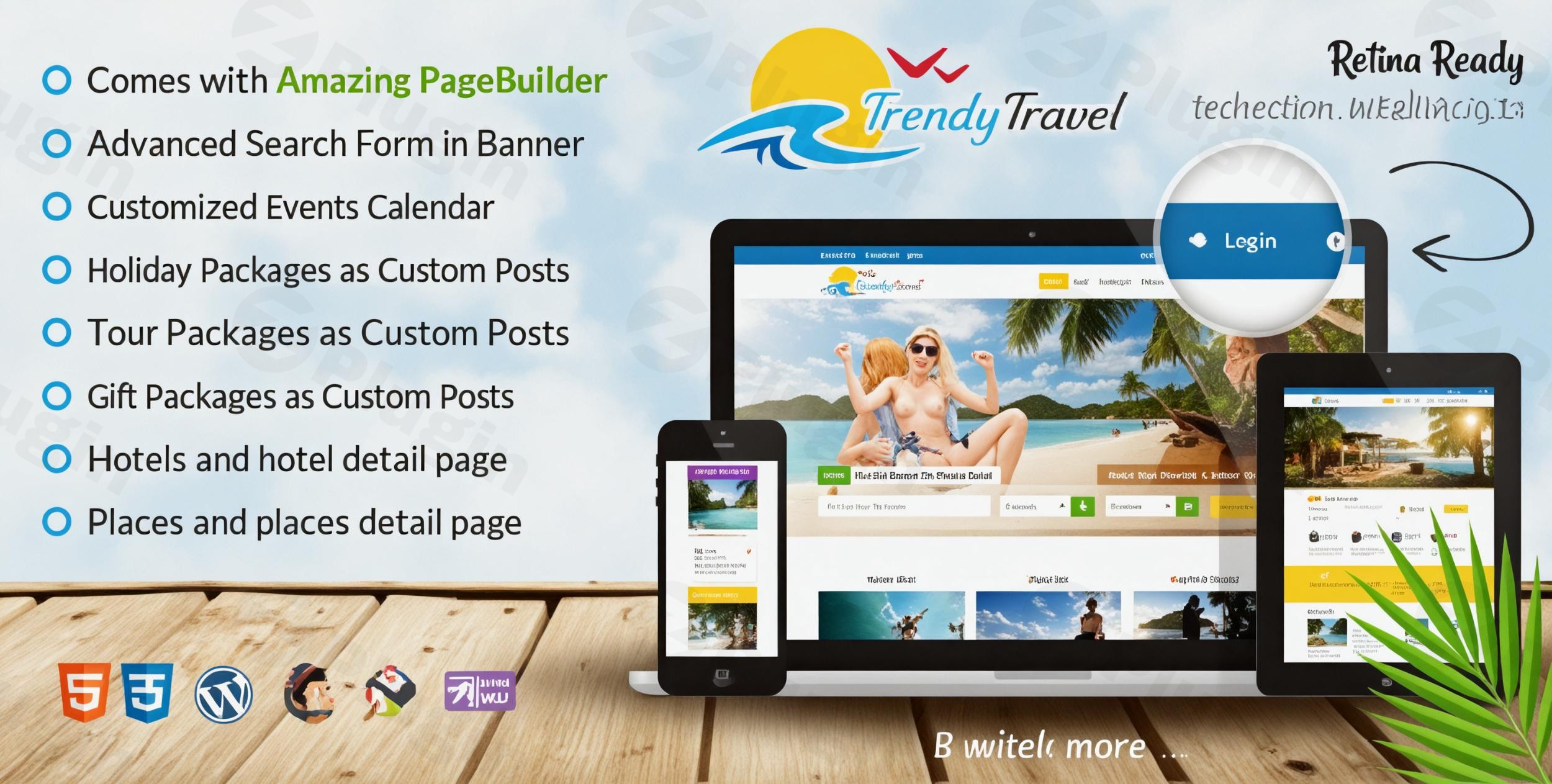 trendy travel tour travel wordpress agency theme plugin - Download WordPress Themes in One Place​