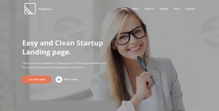 vanessa easy startup landing page wp theme plugin - Vanessa - Easy Startup Landing Page Wp Theme