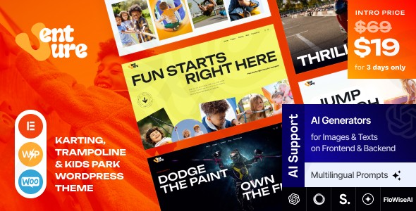 venture karting trampoline kids park wordpress theme plugin - Download WordPress Themes in One Place​