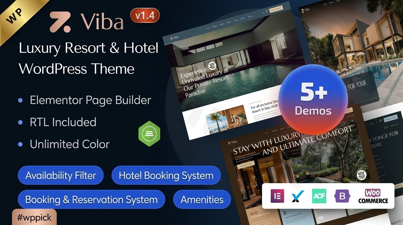 viba luxury resort hotel elementor wordpress theme feature - Download WordPress Themes in One Place​