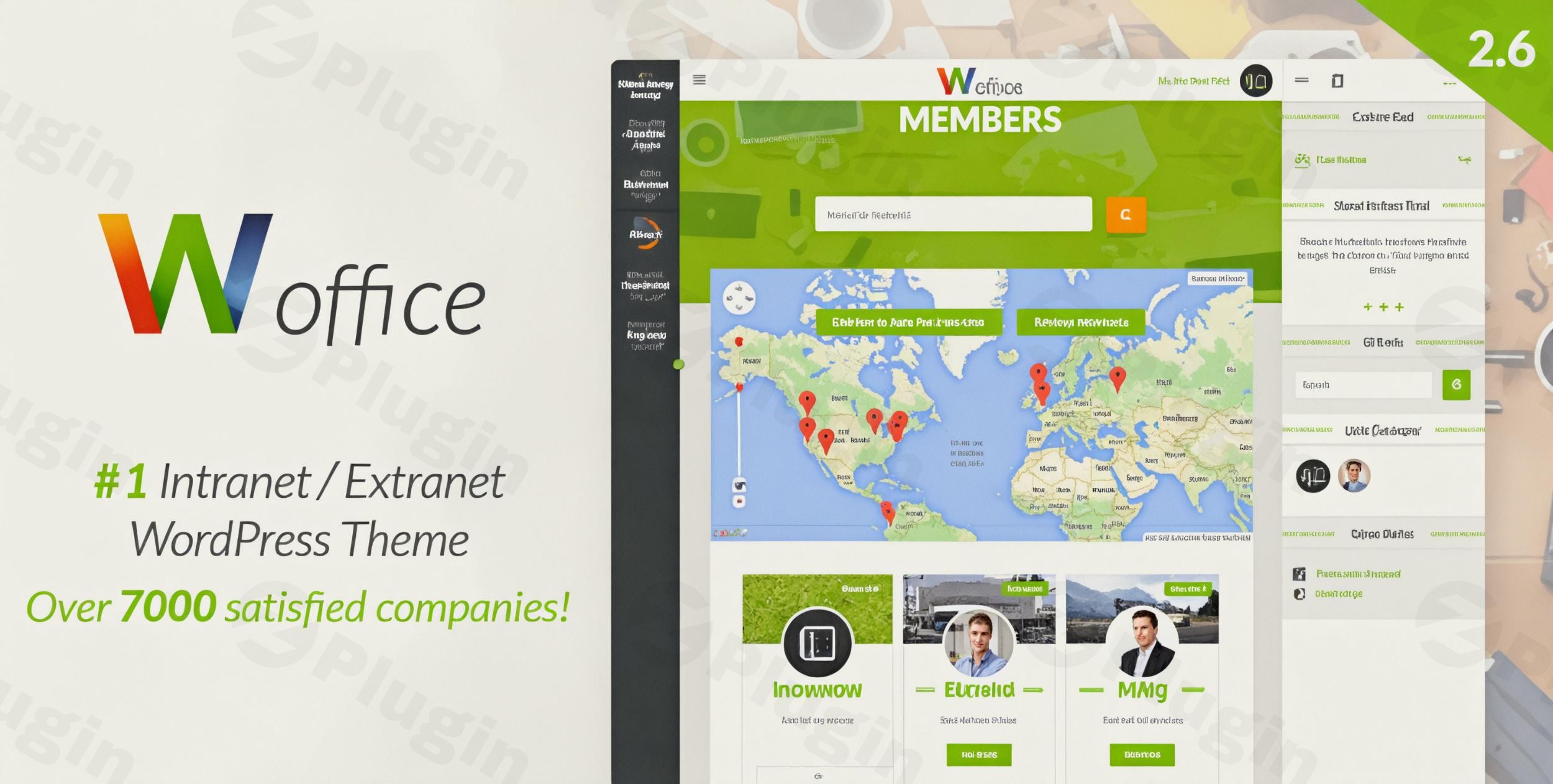 woffice intranet extranet and project management wordpress theme plugin - Download WordPress Themes in One Place​