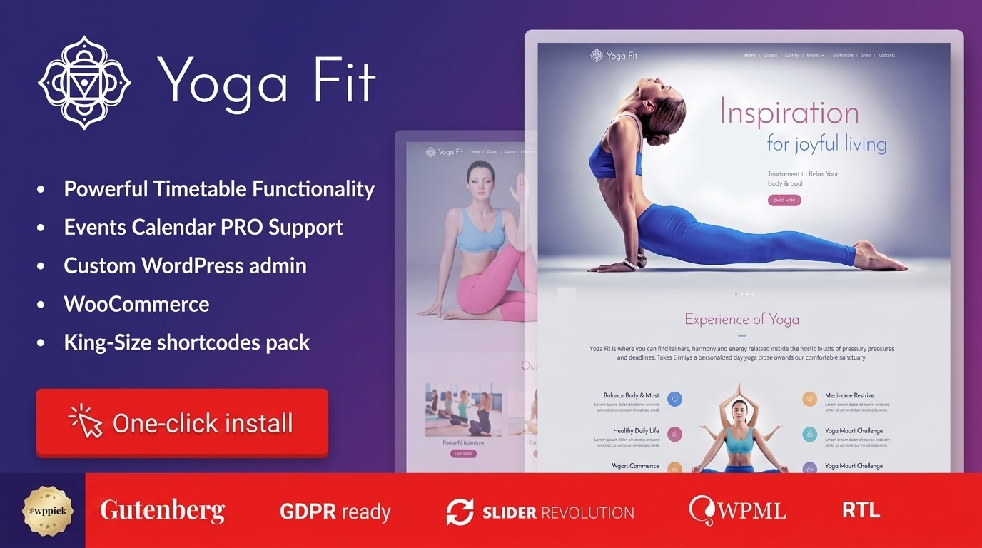 yoga fit sports fitness gym wordpress theme feature - Download WordPress Themes in One Place​