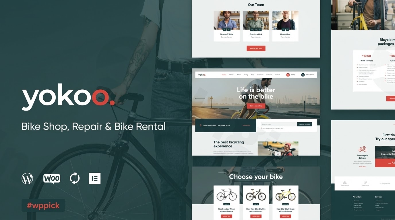yokoo bike shop rental wordpress theme feature - Download WordPress Themes in One Place​