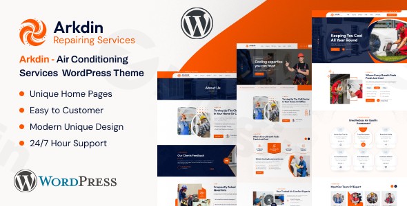 arkdin air conditioning services wordpress theme plugin - Download WordPress Themes in One Place​