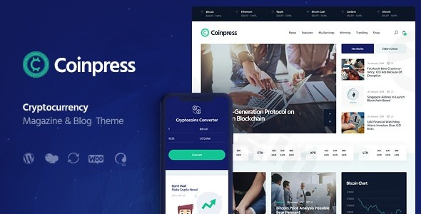 coinpress ico cryptocurrency magazine blog wordpress theme plugin - Download WordPress Themes in One Place​