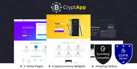 crypt app landing page wordpress theme plugin - Crypt App - Landing Page Wordpress Theme