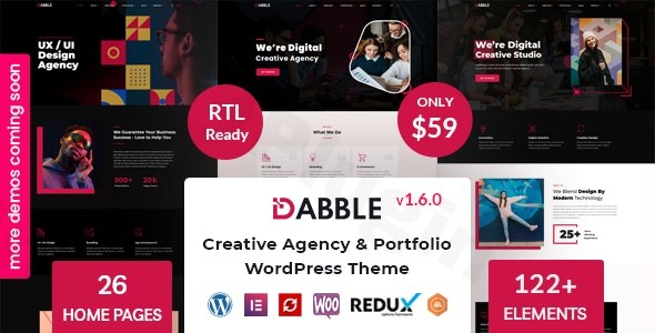 dabble creative agency portfolio wordpress theme plugin - Download WordPress Themes in One Place​