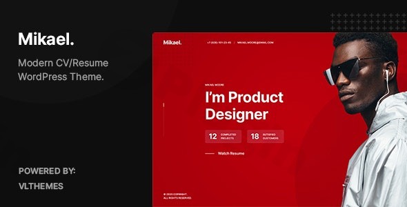 mikael modern creative cv resume wordpress theme plugin - Download WordPress Themes in One Place​