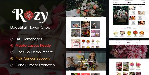 rozy flower shop woocommerce wordpress theme plugin - Download WordPress Themes in One Place​