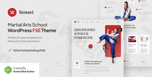 sensei martial arts club trainer fse wordpress theme plugin - Download WordPress Themes in One Place​