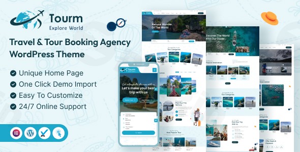 tourm travel tour booking agency wordpress theme plugin - Download WordPress Themes in One Place​