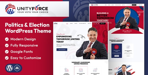 unityforce politics election wordpress theme plugin - Download WordPress Themes in One Place​